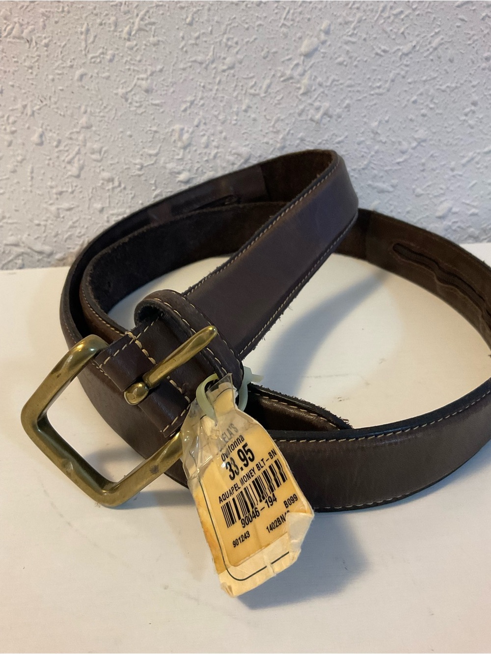 Cabela’s Men’s Brown Leather Zippered Money Belt Gold Tone Buckle Size 46